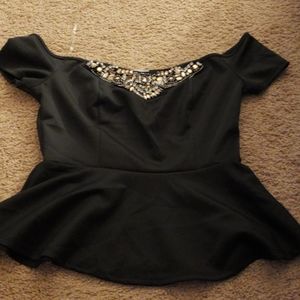 Black off the shoulder peplum top